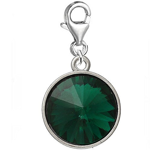 Round Rhinestone Birthstone  Rhinestone Clip on Charm Pendant for European Charm Jewelry (May) - Sexy Sparkles Fashion Jewelry