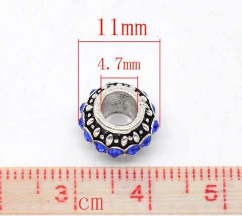 Royal Blue Created Birthstone Charm Beads for Snake Chain Bracelets - Sexy Sparkles Fashion Jewelry - 2