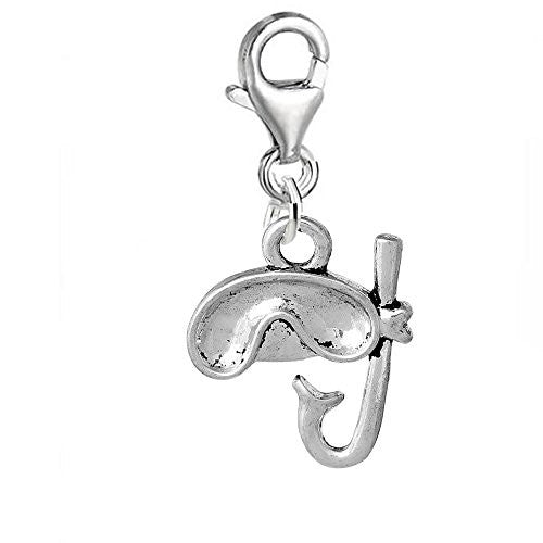 Clip on Scuba Diving Mask and Snorkel Charm Pendant for Bracelet or Necklace - Sexy Sparkles Fashion Jewelry