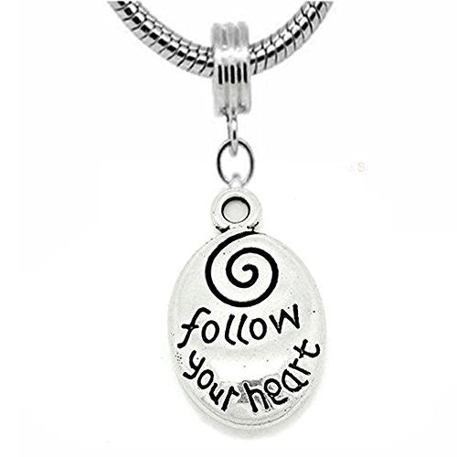 Follow Your Heart Charm Dangle European Bead Compatible for Most European Snake Chain Bracelet - Sexy Sparkles Fashion Jewelry - 1