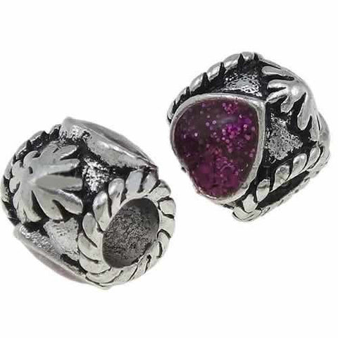 Purple Glitter Heart European Bead Compatible for Most European Snake Chain Bracelet - Sexy Sparkles Fashion Jewelry - 2