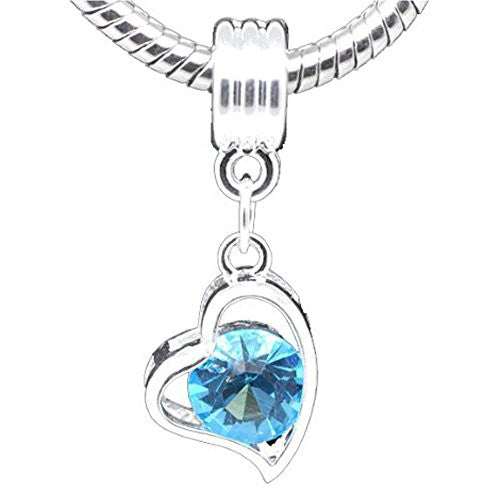 Heart March Birthstone Spacer Bead Charm - Sexy Sparkles Fashion Jewelry - 1