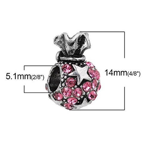 Pink Christmas Gift Bag Charm Bead for European Snake Chain Charm Bracelet - Sexy Sparkles Fashion Jewelry - 2