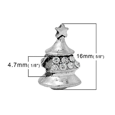 Christmas Tree With Clear Cystals Charm Bead for European Snake Chain Charm Bracelet - Sexy Sparkles Fashion Jewelry - 2