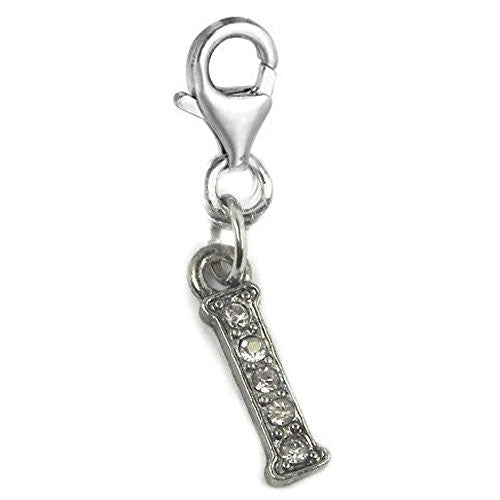 Clip on Letter I Dangle Charm Pendant for European Clip on Charm Jewelry w/ Lobster Clasp - Sexy Sparkles Fashion Jewelry