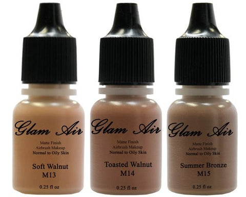 Glam Air Airbrush Water-based Foundation in Set of Three (3) Assorted Dark Matte Shades (For Normal to Oily Dark Skin)M13,M14,M15 - Sexy Sparkles Fashion Jewelry - 1