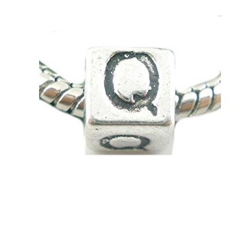 One Alphabet Block Beads Letter Q for European Snake Chain Charm Braclets