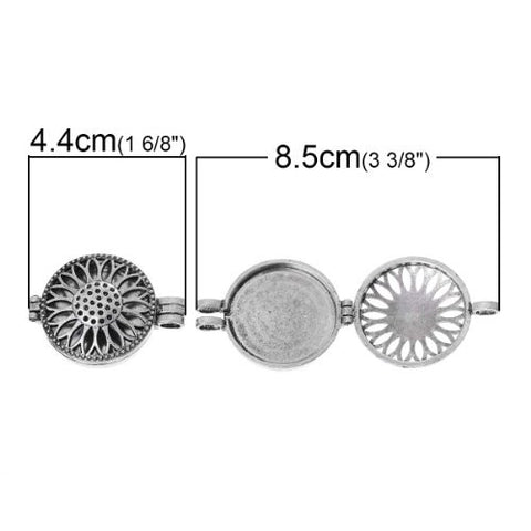 Charm Locket Frame Pendant Round Silver Tone Design - Sexy Sparkles Fashion Jewelry - 2