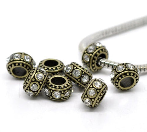 Gold Tone With Clear Rhinestone charm for European Snake chain charm bracelet - Sexy Sparkles Fashion Jewelry - 2