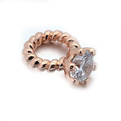 High Quality Cz Clear Stone Rose Gold Tone Diamond Ring/engagment Ring Charm Bead