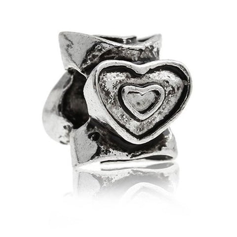 Hearts Go Round and Round Charm European Bead Compatible for Most European Snake Chain Bracelet - Sexy Sparkles Fashion Jewelry - 1