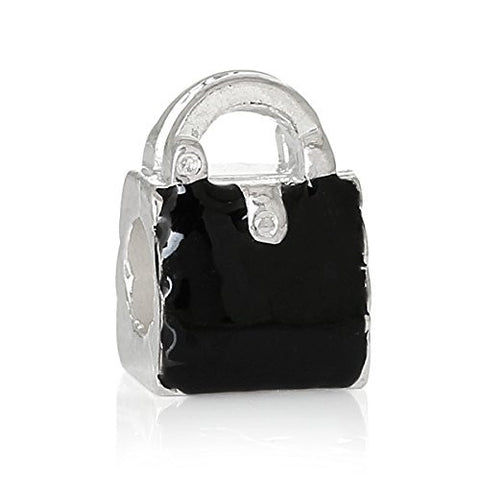 Handbag Purse Bead Compatible for Most European Snake Chain Bracelet (Black) - Sexy Sparkles Fashion Jewelry - 1
