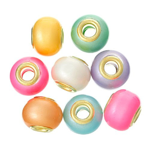 Ten (10) Mixed Glass European Lampwork Charm Beads Compatible with Snake Chain Bracelet - Sexy Sparkles Fashion Jewelry - 1