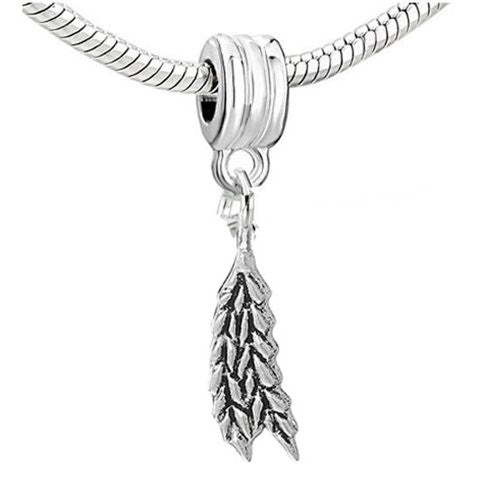 Wheat Leaf Charm Dangle European Bead Compatible for Most European Snake Chain Bracelets - Sexy Sparkles Fashion Jewelry