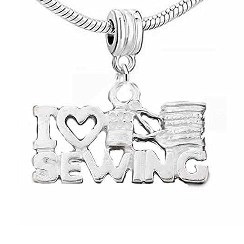 I Love Sewing Dangle Charm Beads for Snake Chain Charm Bracelet - Sexy Sparkles Fashion Jewelry