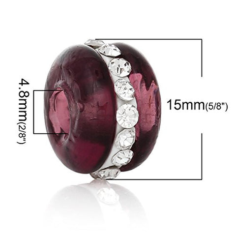 Dark Purple Crystal European Bead Compatible for Most European Snake Chain Charm Bracelet - Sexy Sparkles Fashion Jewelry - 2