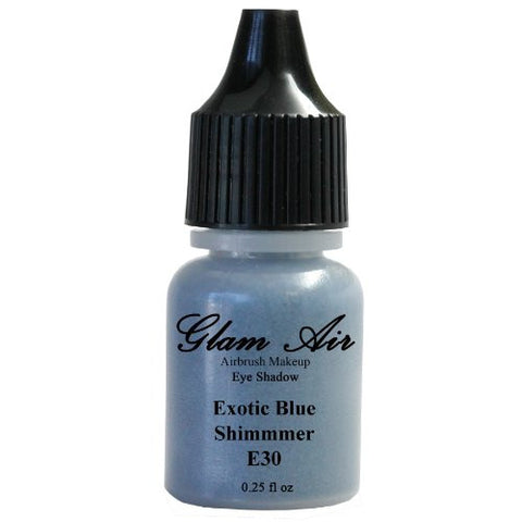 Set of Two (2) Shades of Glam Air Airbrush Eye Shadow Makeup E6 Electric Cobalt Blue and E30 Exotic Blue Shimmer Water-based Formula Last All Day (For All Skin Types) 0.25oz Bottles - Sexy Sparkles Fashion Jewelry - 3