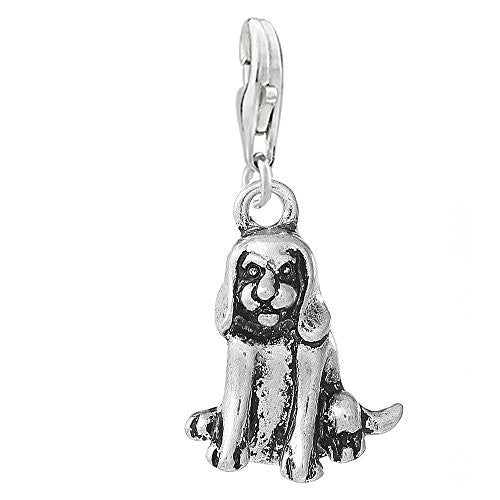 Dog Clip on Pendant Charm for Bracelet or Necklace - Sexy Sparkles Fashion Jewelry