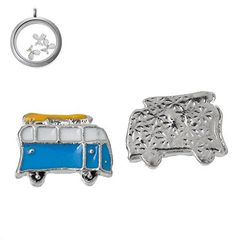 Floating Charms for Glass Living Memory Locket Pendant and Stainless Steel Back Plate (''Bus'' Floating Charm) - Sexy Sparkles Fashion Jewelry - 2