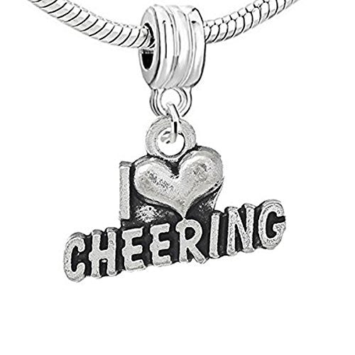 I Love Cheering Dangle Charm Pendant for European Snake Chain Charm Bracelet - Sexy Sparkles Fashion Jewelry