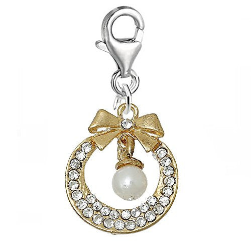 Wedding Bowknot Clip on Pendant Charm for Bracelet or Necklace - Sexy Sparkles Fashion Jewelry