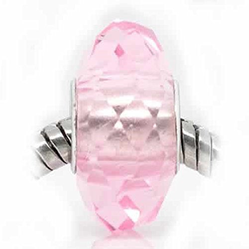 Faceted Murano Glass Charm European Bead Compatible for Most European Snake Chain Bracelet (Pink)