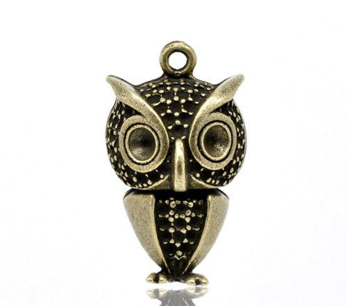Bronze Plated Owl Charm Pendant for Necklace - Sexy Sparkles Fashion Jewelry