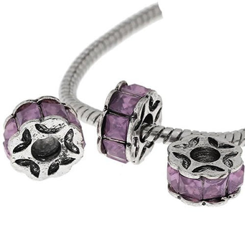 Amethyst Flower Design Charm Beads for Snake Charm Charm Bracelet - Sexy Sparkles Fashion Jewelry - 2