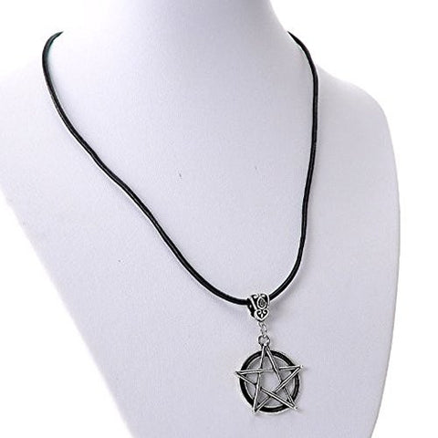 Cowhide Leather Necklaces Antique Silver Star With Lobster Clasp 43cm long(16 7/8") - Sexy Sparkles Fashion Jewelry - 1