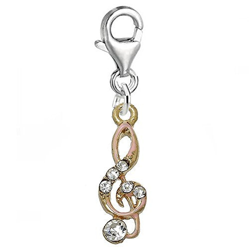 Clip on Musical Note Charm Pendant for Chains or Necklaces - Sexy Sparkles Fashion Jewelry