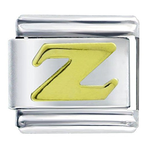 Gold plated base Letter Z Italian Charm Bracelet Link