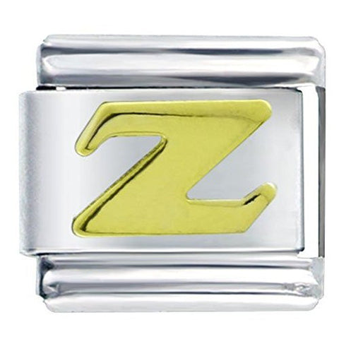 Gold plated base Letter Z Italian Charm Bracelet Link - Sexy Sparkles Fashion Jewelry - 1