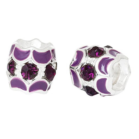Purple Barrel Moon w/  Crystal Pattern Bead Compatible for Most European Snake Chain Bracelet - Sexy Sparkles Fashion Jewelry - 2
