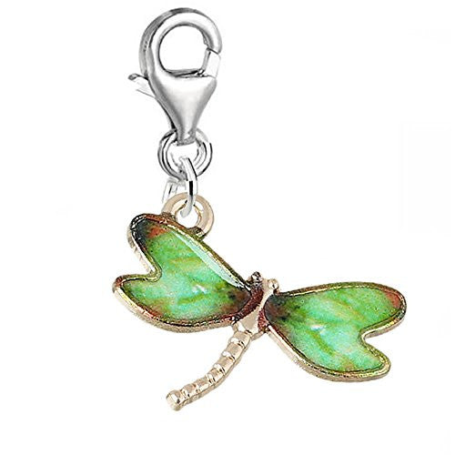 Clip on Dragonfly Charm Pendant for Bracelet or Necklaces - Sexy Sparkles Fashion Jewelry