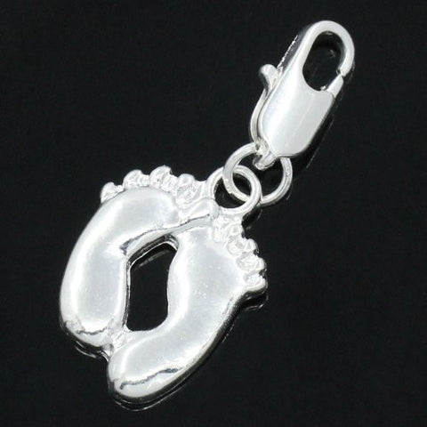Clip on Footprint Charm Pendant for European Jewelry w/ Lobster Clasp - Sexy Sparkles Fashion Jewelry - 2