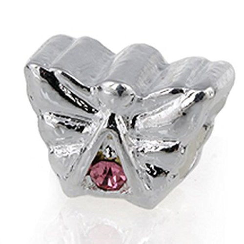 Angle with Pink  Crystals European Bead Compatible for Most European Snake Chain Charm Bracelet