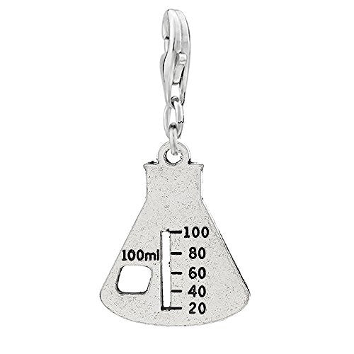 Measuring Cup Beaker Clip On For Bracelet Charm Pendant for European Charm Jewelry w/ Lobster Clasp