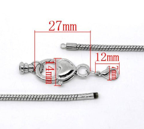 Heart Lobster Clasp Charm Bracelet Silver Tone (8.5") - Sexy Sparkles Fashion Jewelry - 2
