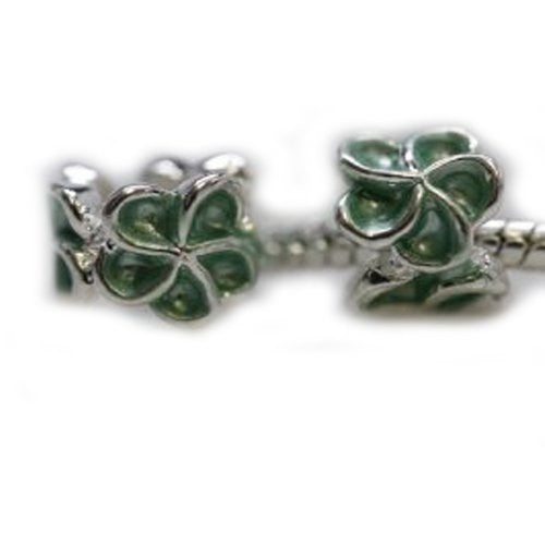 Flower Enamel Design Charm Spacer Bead For Snake Chain Bracelet (Light Green) - Sexy Sparkles Fashion Jewelry