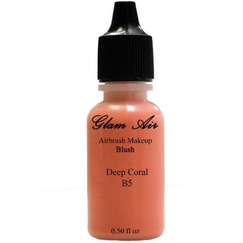 Large Bottle Glam Air Airbrush B5 Deep Coral Blush Water-based Makeup 0.50 Fl.oz - Sexy Sparkles Fashion Jewelry - 1