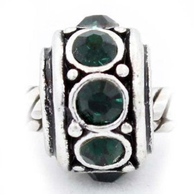 Five (5) May Birthstone  Emerald Dark Green Charms Spacer Beads For Snake Chain Charm Bracelet - Sexy Sparkles Fashion Jewelry - 2