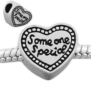 Someone Special Heart Charm Spacer Beads for Snake Chain Bracelet - Sexy Sparkles Fashion Jewelry - 2
