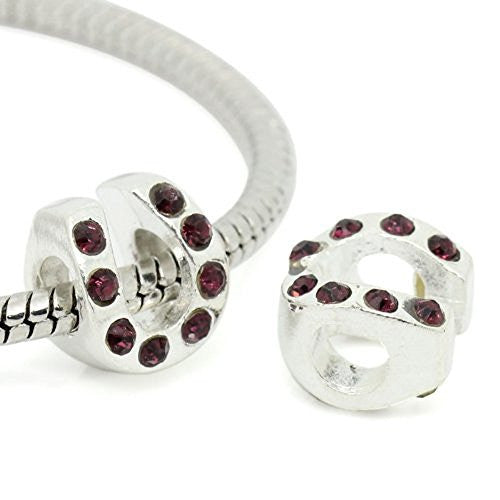 Horse Shoe W/ Crystals Bead Compatible for Most European Snake Chain BraceletFor Snake Charm Bracelet - Sexy Sparkles Fashion Jewelry - 1