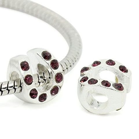 Horse Shoe W/ Crystals Bead Compatible for Most European Snake Chain BraceletFor Snake Charm Bracelet - Sexy Sparkles Fashion Jewelry - 1