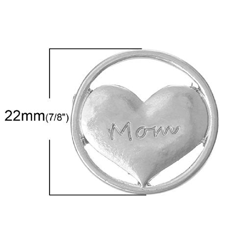 Mom Heart Floating Charms Dish Plate for Glass Locket Pendants and Floating