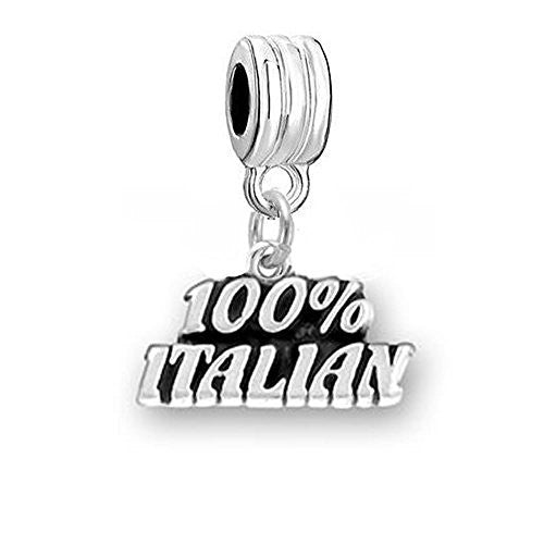 100% Italian Dangle Charm Bead Compatible with European Snake Chain Bracelet