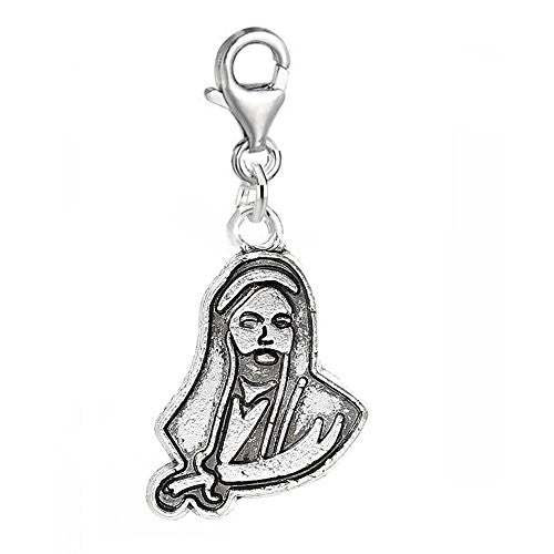 Jesus Clip On Charm Pendant for European Charm Jewelry w/ Lobster Clasp