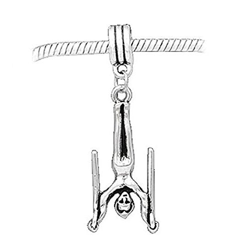 Snow Skier Charm European Bead Compatible for Most European Snake Chain Bracelet