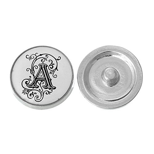 Alphabet Letter A Chunk Snap Button Pendant Fits Snaps Chunk Bracelet - Sexy Sparkles Fashion Jewelry - 1