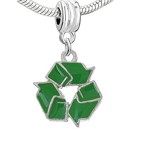 Recycling Green Dangle Charm European Bead Compatible for Most European Snake Chain Bracelet - Sexy Sparkles Fashion Jewelry
